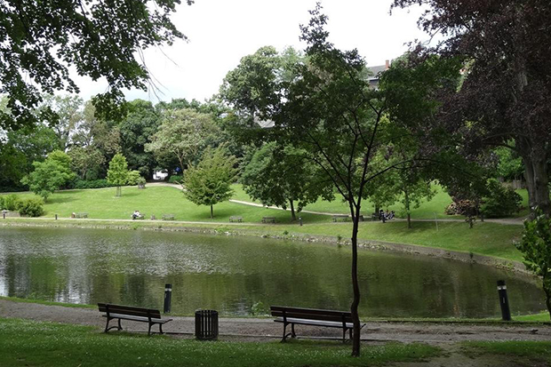 Photo du parc Louise-Marie avec son étang.